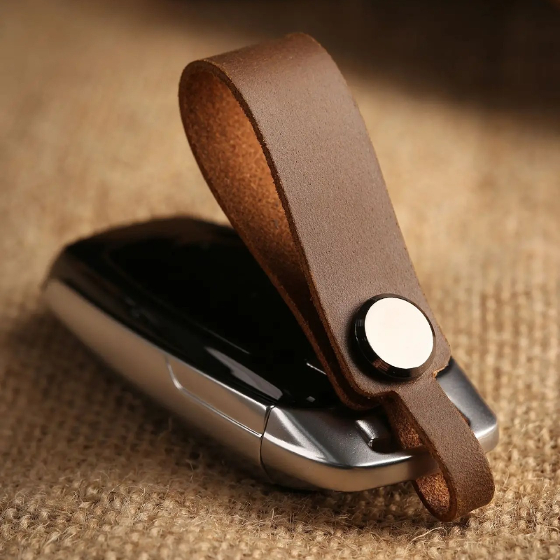 Initial Ring Custom - LLavero de cuero genuino con logotipo