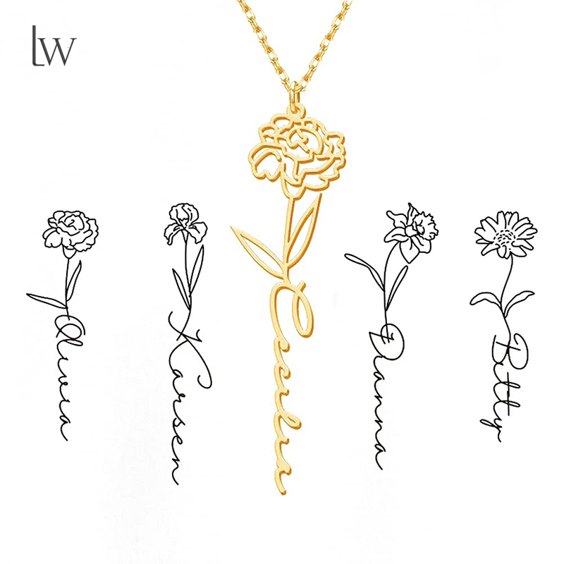 Birth Flower Necklace - Collar personalizado con nombre de flor