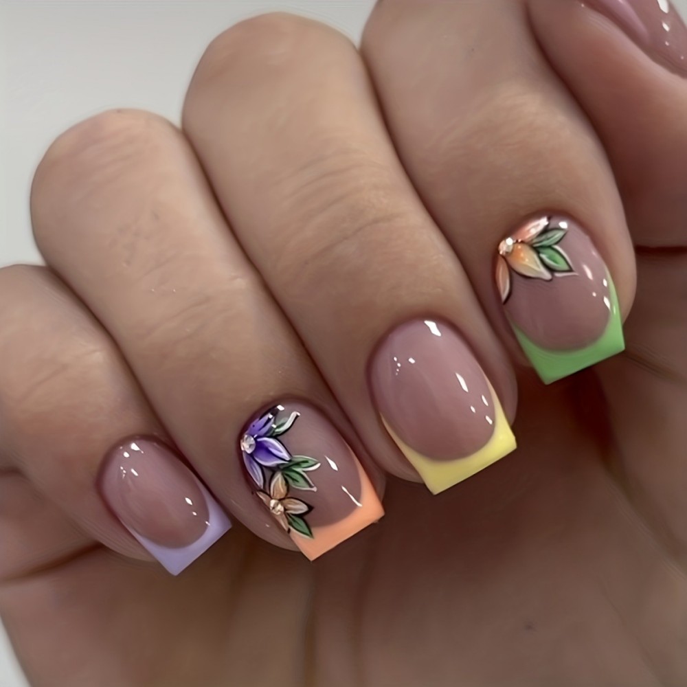 24 Uñas Postizas Rosadas con D - Pressed Flower Art reseña y precio
