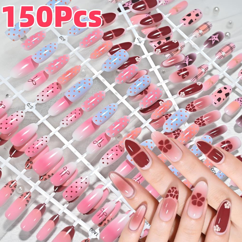 150 Uñas Postizas Rosa y Azul  - Pressed Flower Art reseña y precio