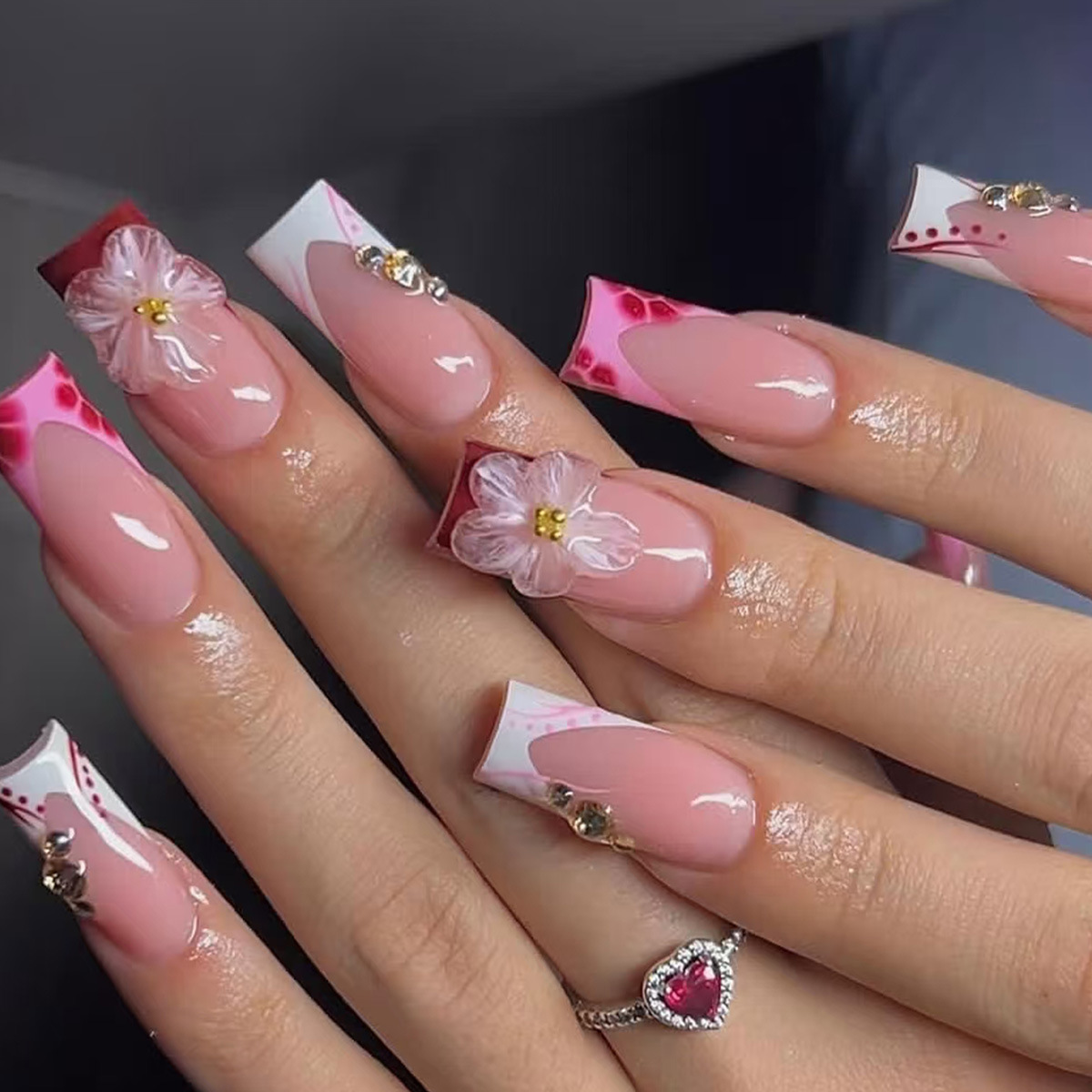 24 Uds. De uñas postizas cuadr - Pressed Flower Art reseña y precio