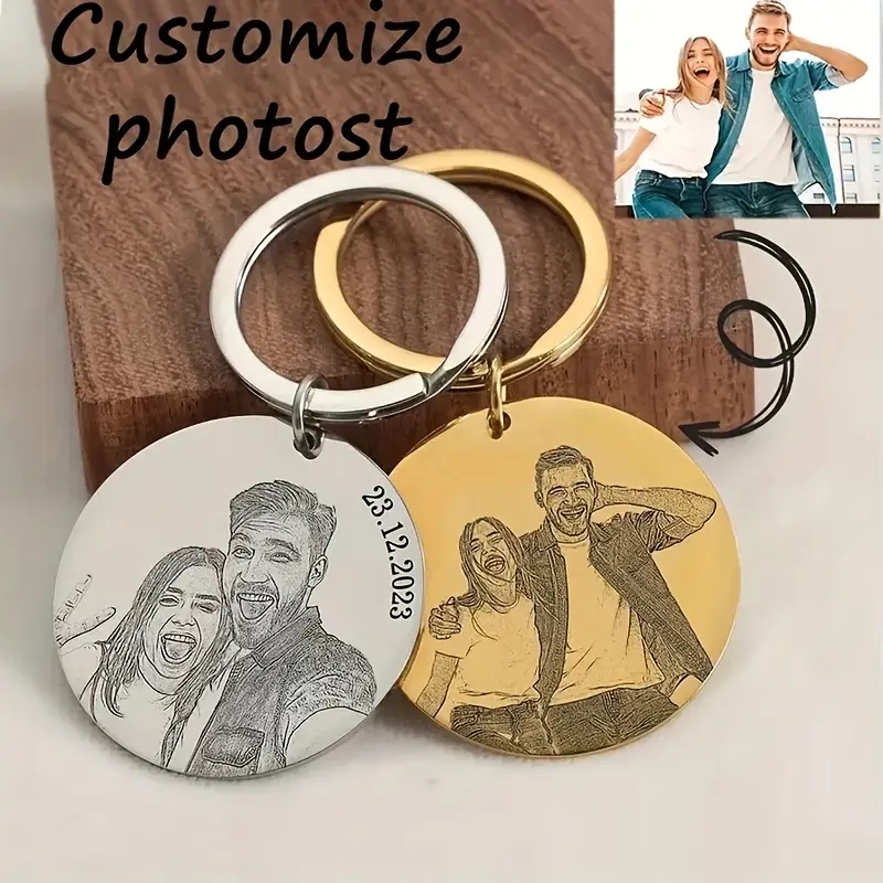 Llavero con retrato grabado pe - Initial Ring Custom reseña y precio