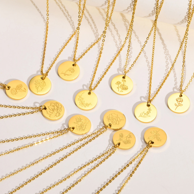 Collar con colgante Irregular  - Birth Flower Necklace reseña y precio
