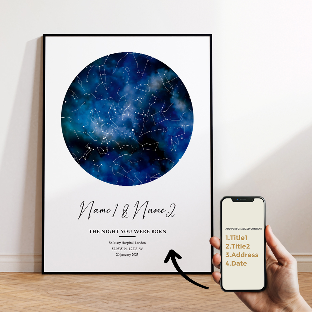 Mapa de estrella de cielo noct - Custom Map Poster reseña y precio