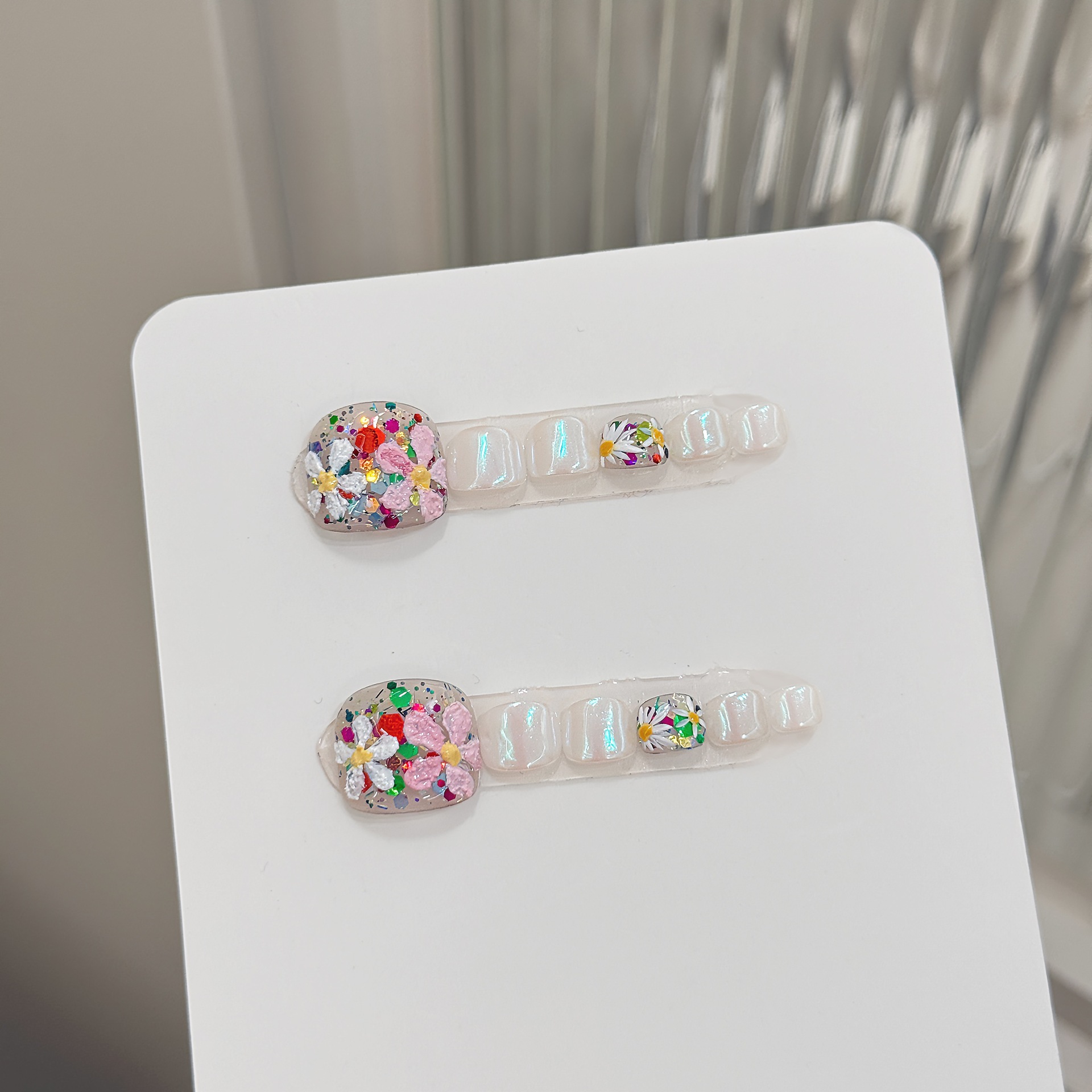 12 Uds. De uñas postizas hecha - Pressed Flower Art reseña y precio